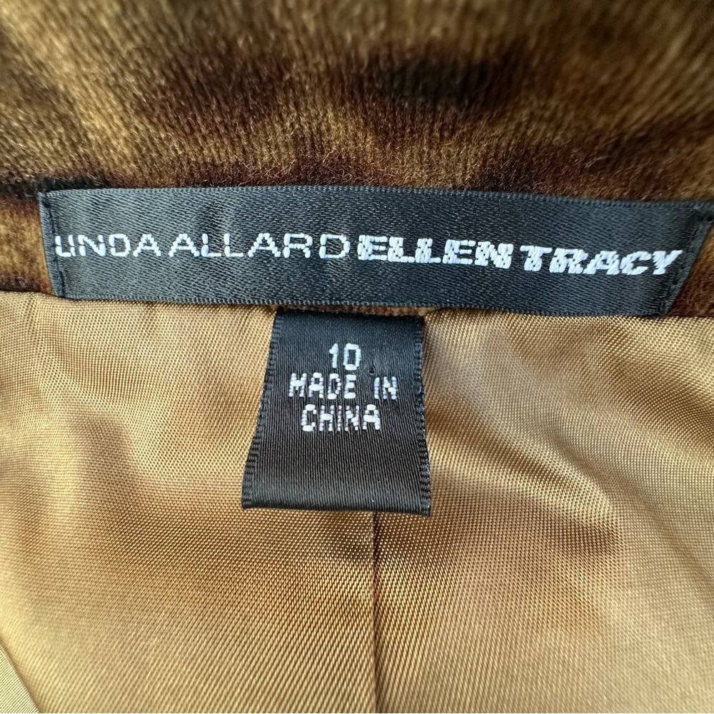 Linda Allard Ellen Tracy Brown BOHO Print Velour Jacket Relaxed Fit Lined Art - Picture 2 of 16